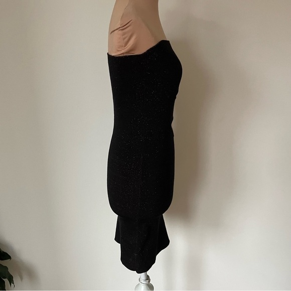 Victor Glemaud Lurex-Knit Black Sparkle Strapless Mini Cut Out Tube Dress EUC XS - Picture 5 of 8